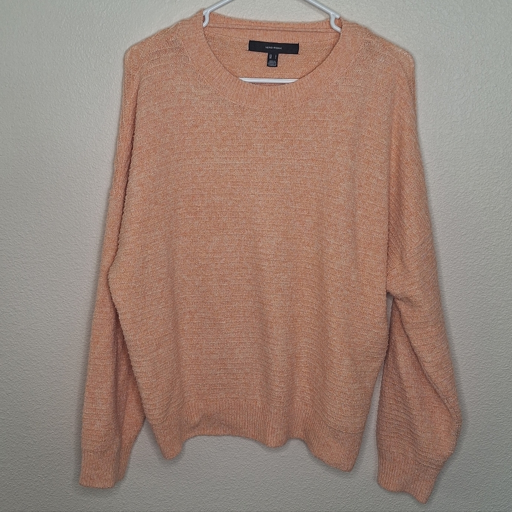 VERO MODA Soft Coral Crew Neck Knit Sweater Size L